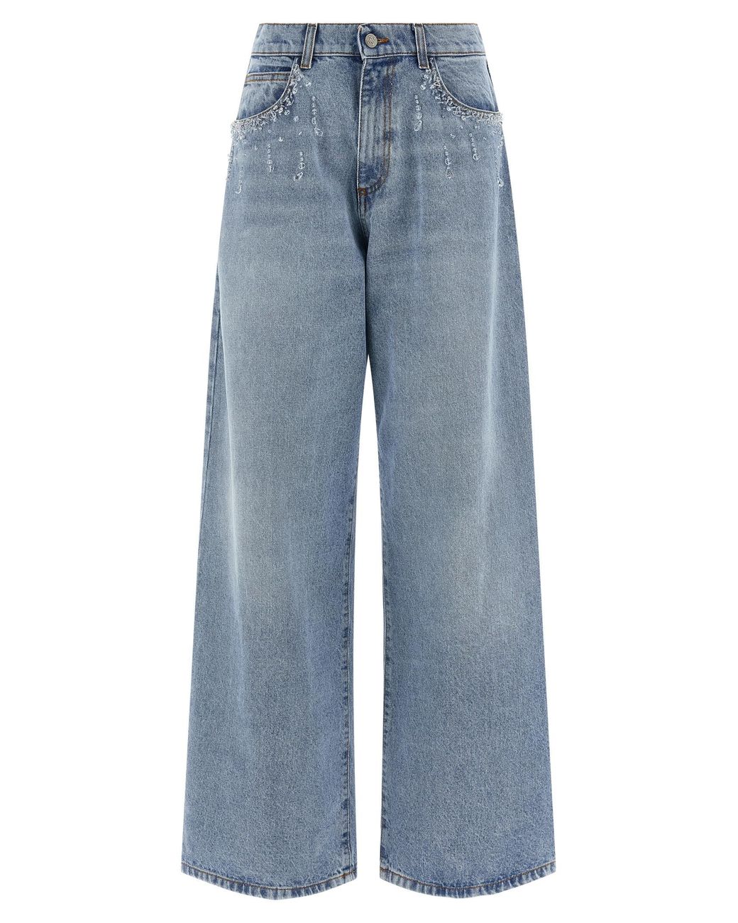 GIUSEPPE DI MORABITO Blue Crystal Jeans Cotton