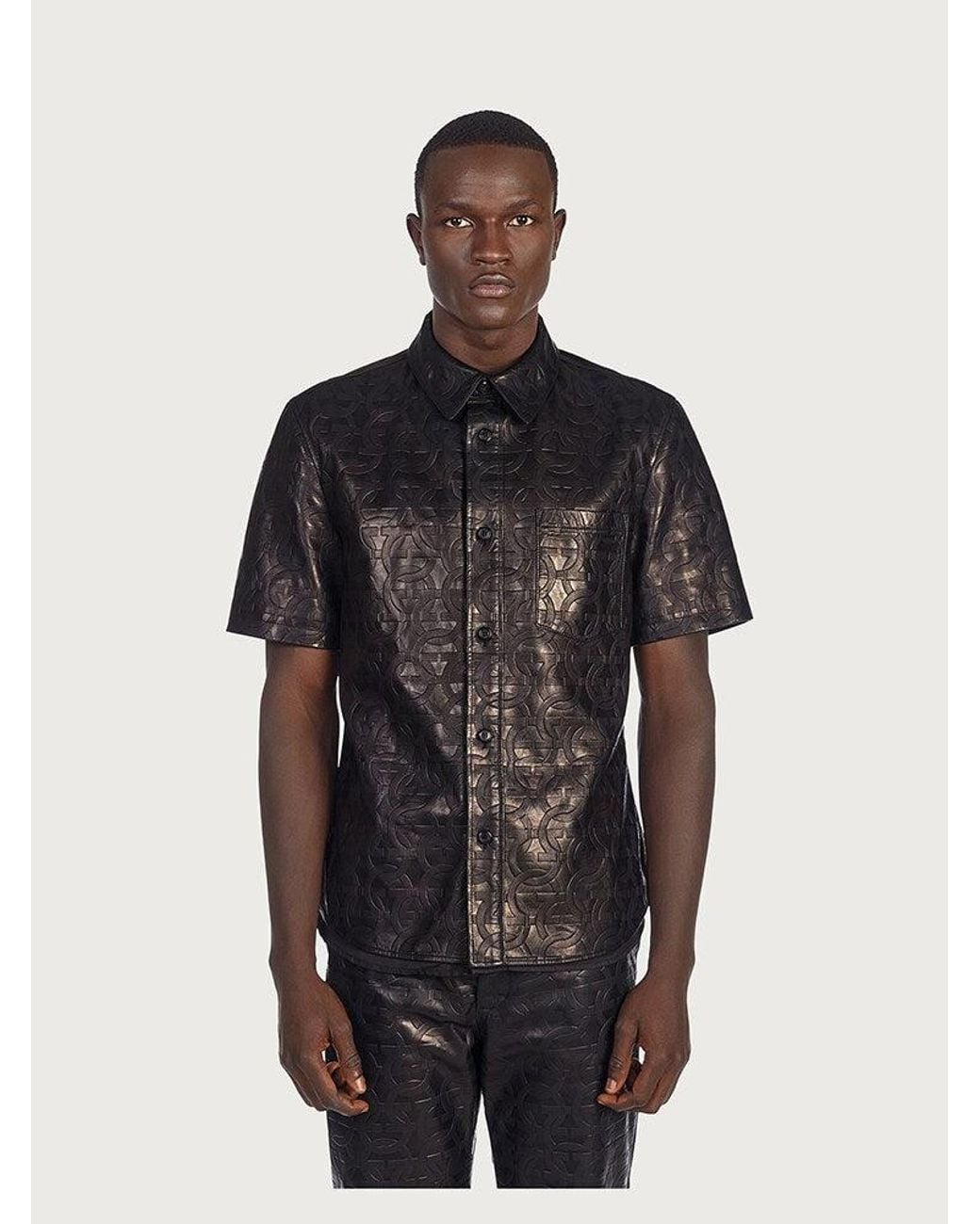 Ferragamo Black Leather-Jacket Clothing for men
