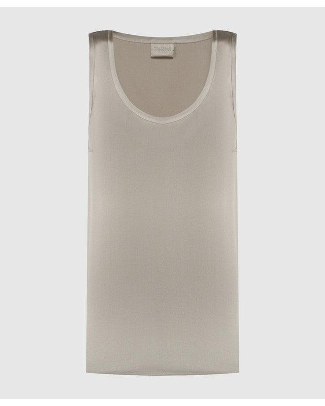 Brunello Cucinelli Gray Light Silk Sleeveless Shirt