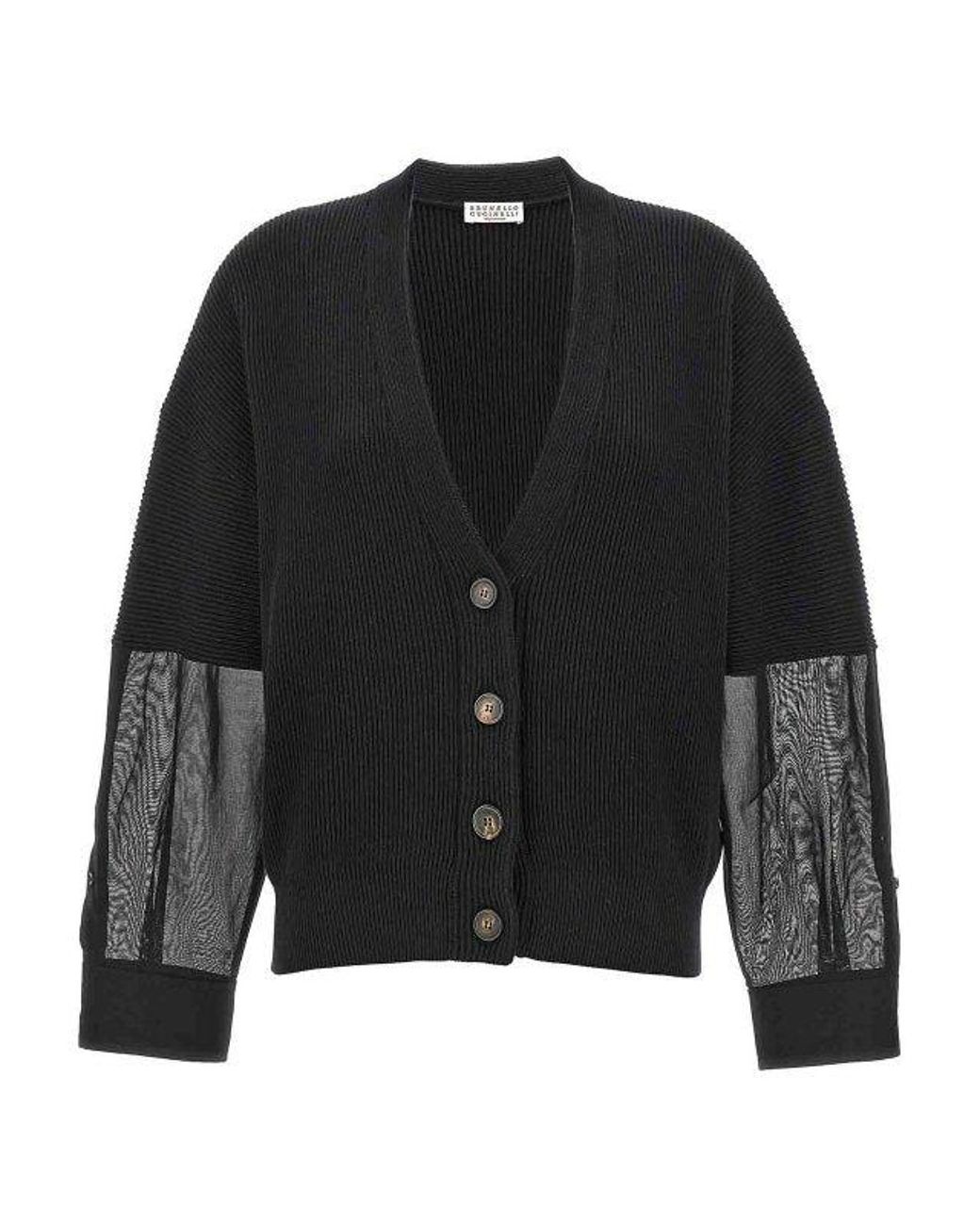 Brunello Cucinelli Black Ribbed Cotton Sweater