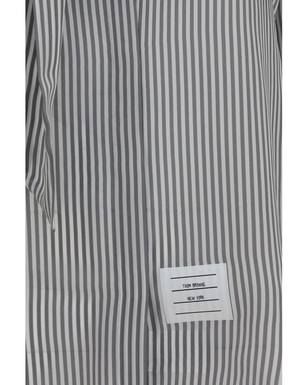 Thom Browne Gray Striped Silk Shirt With Removable Collar