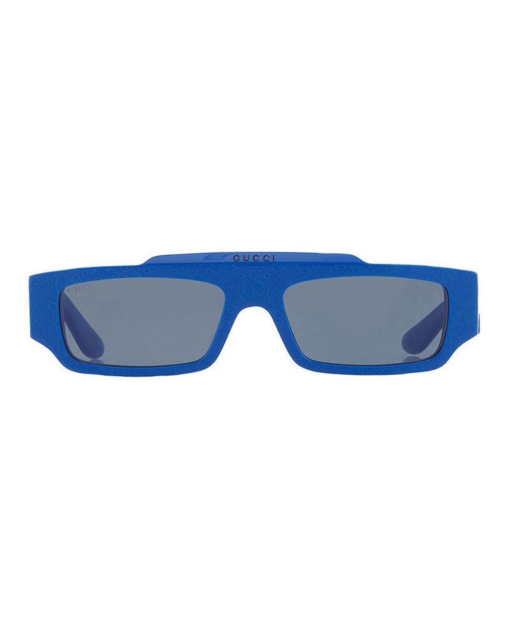Gucci Blue Sunglasses Rectangle Full Rim, Shiny With Gg Pattern Frame And Lens Gg1592S004 for men