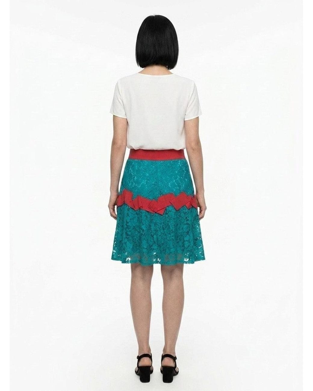 Dolce & Gabbana White Dolce & Gabbana Lace Tiered Skirt