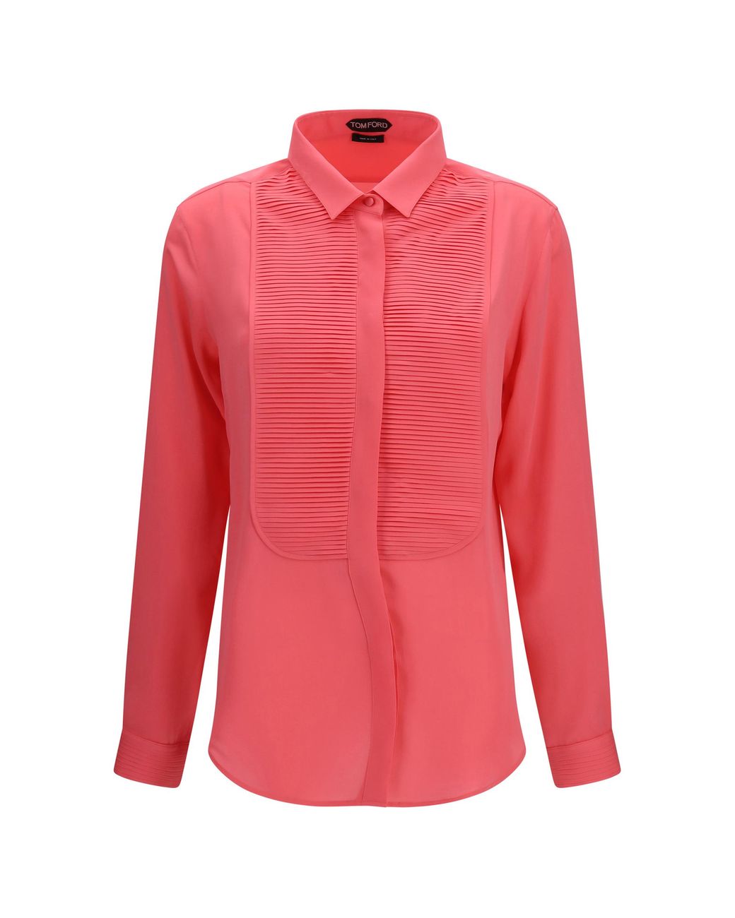 Tom Ford Red Tuxedo Shirt Pleated Bib Silk