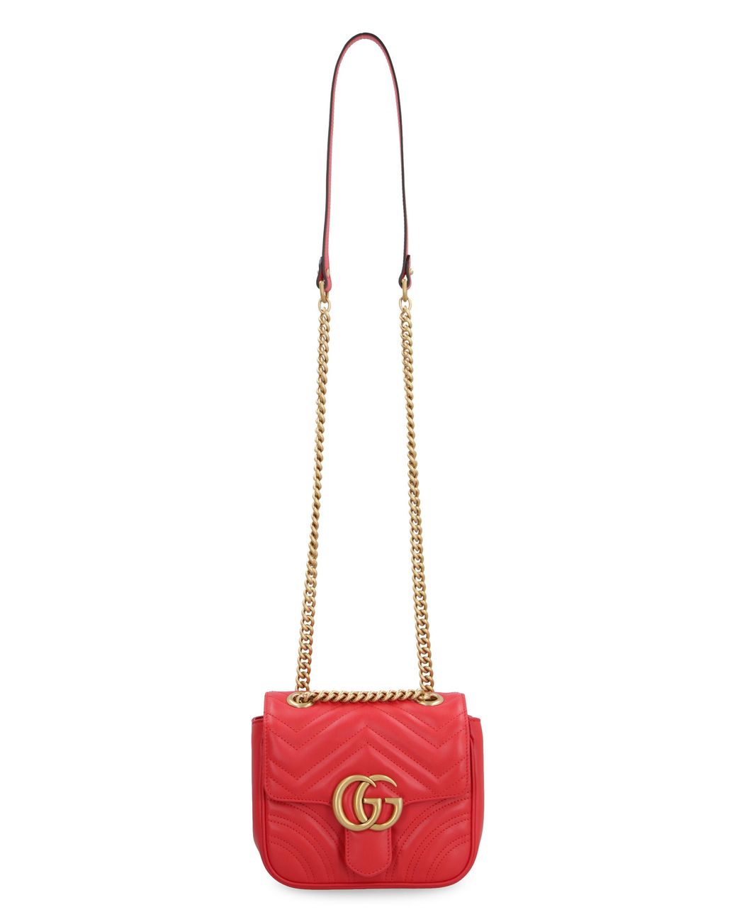 Gucci Red Mini Quilted Chevron Leather Shoulder Bag