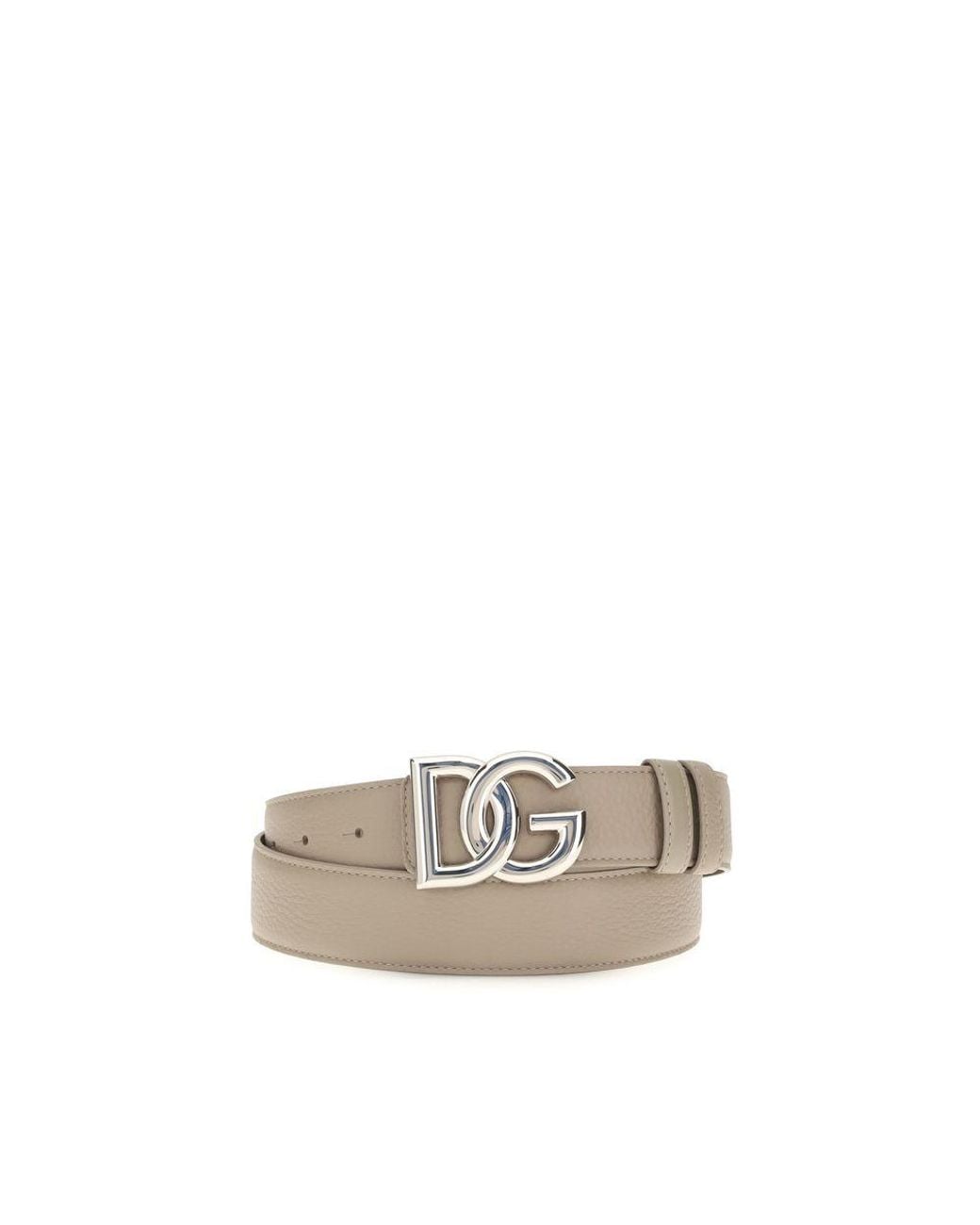 Dolce & Gabbana Natural Beige Calf Leather Bos Taurus Regular Belt for men