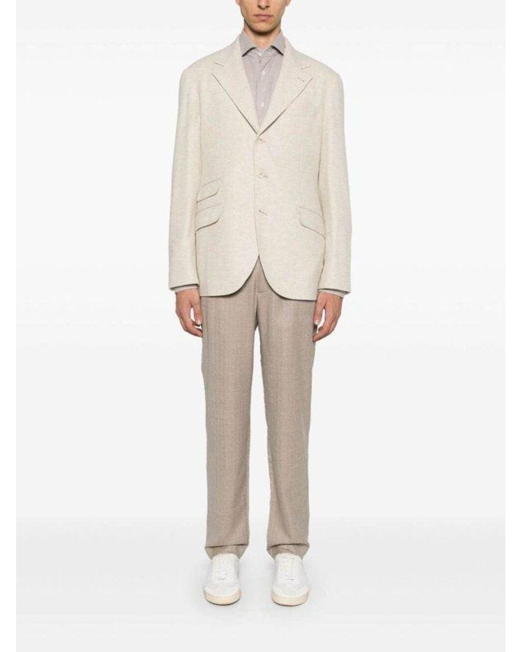 Brunello Cucinelli Natural Light Wool Blazer Clothing for men