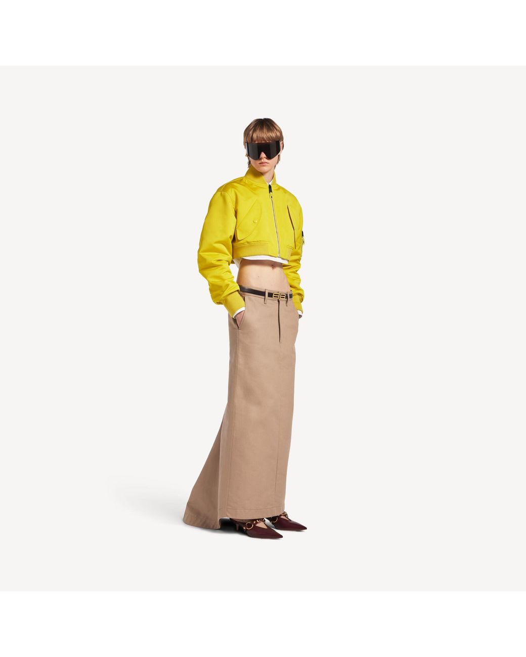 Balenciaga Yellow Cropped Bomber Jacket