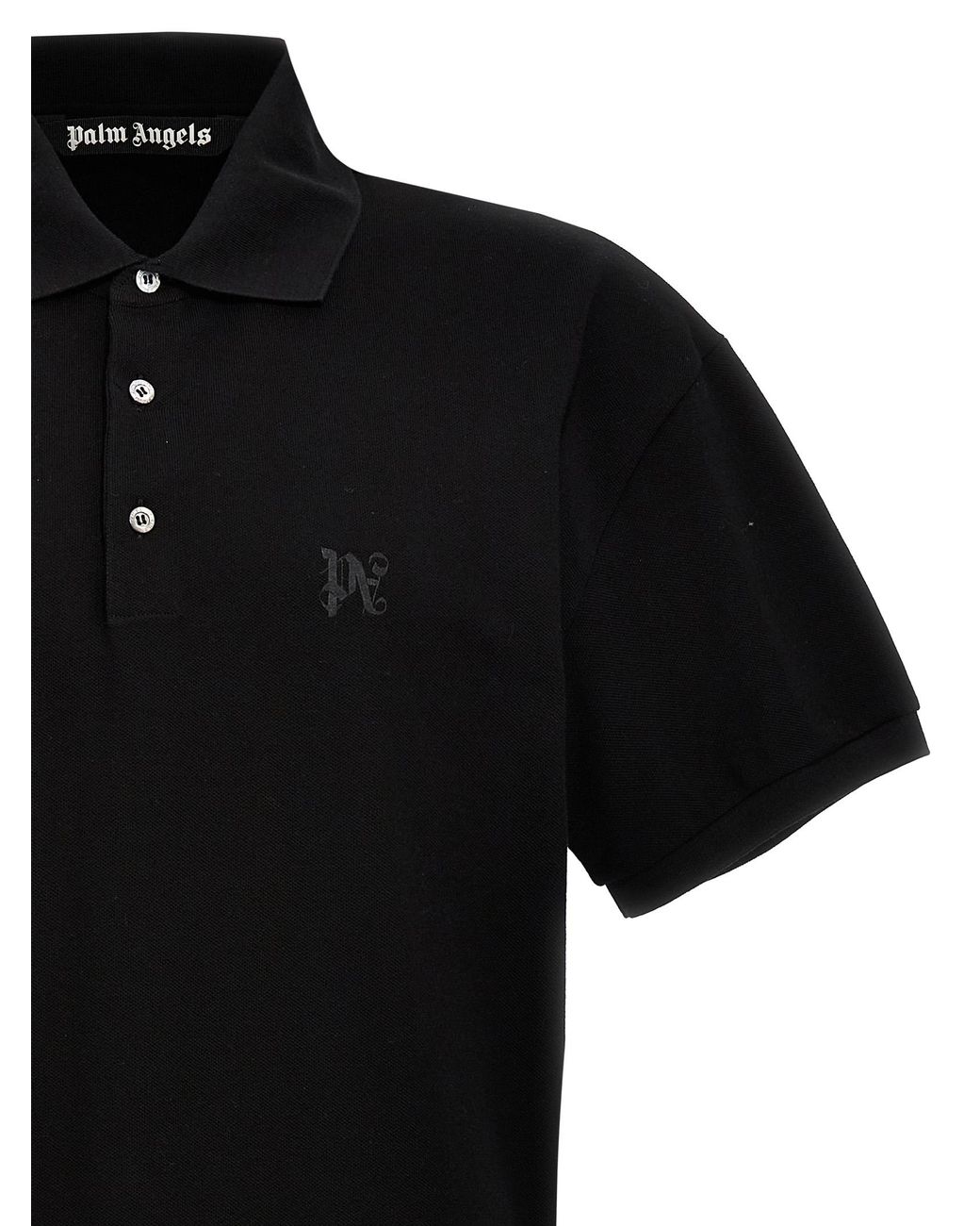 Palm Angels Black 'Monogram' Polo Shirt for men