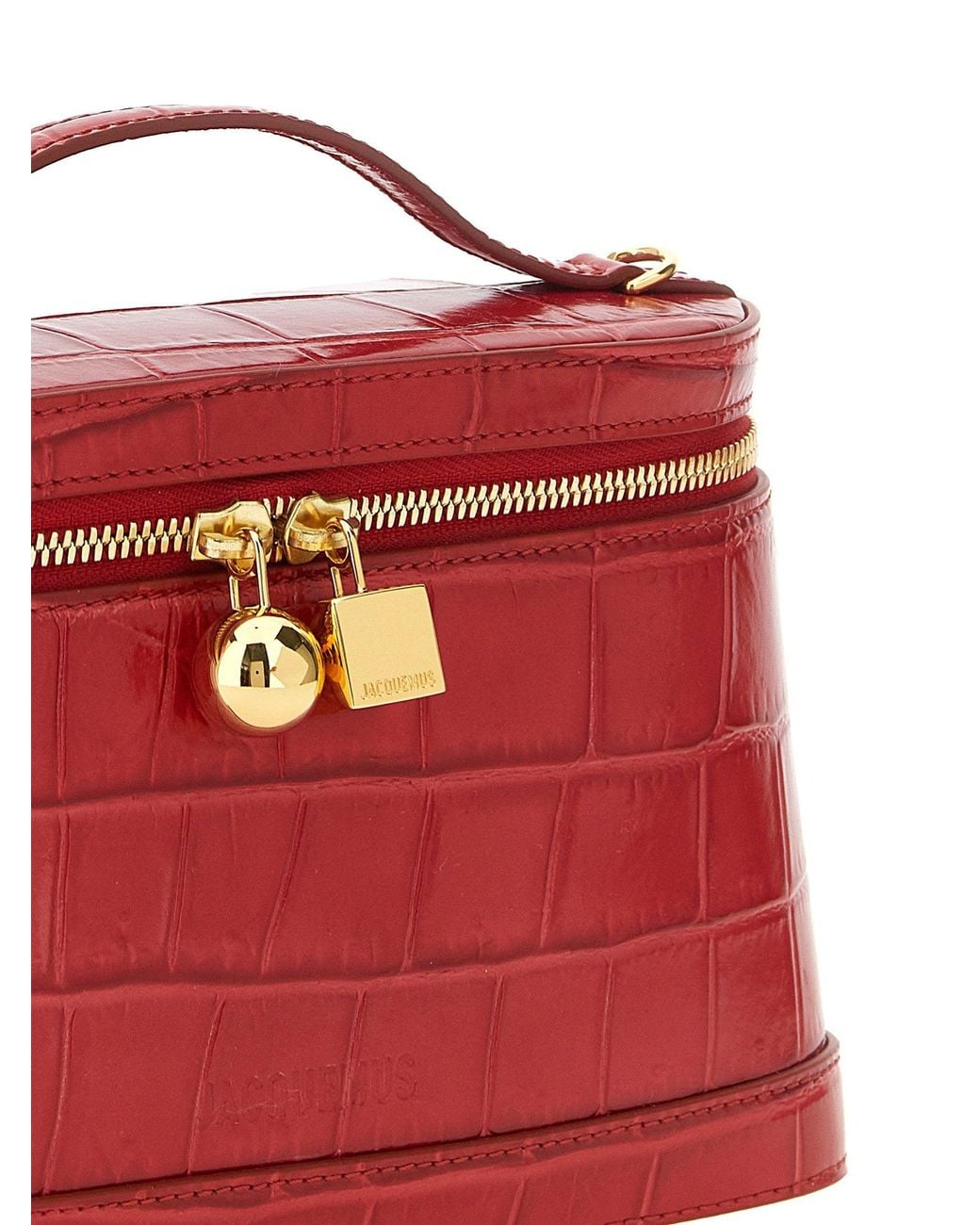 Jacquemus Red Le Petit Vanity Calfskin Leather Top Handle Bag