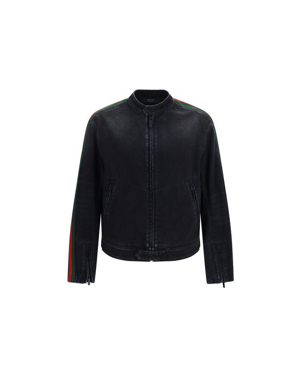 Gucci Blue Black Cotton Biker Jacket for men