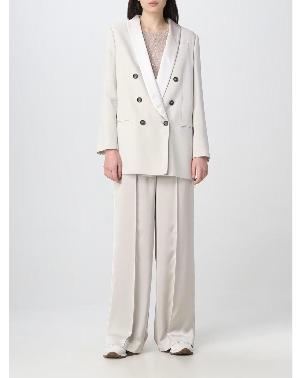 Brunello Cucinelli Natural Off Double Breasted Blazer