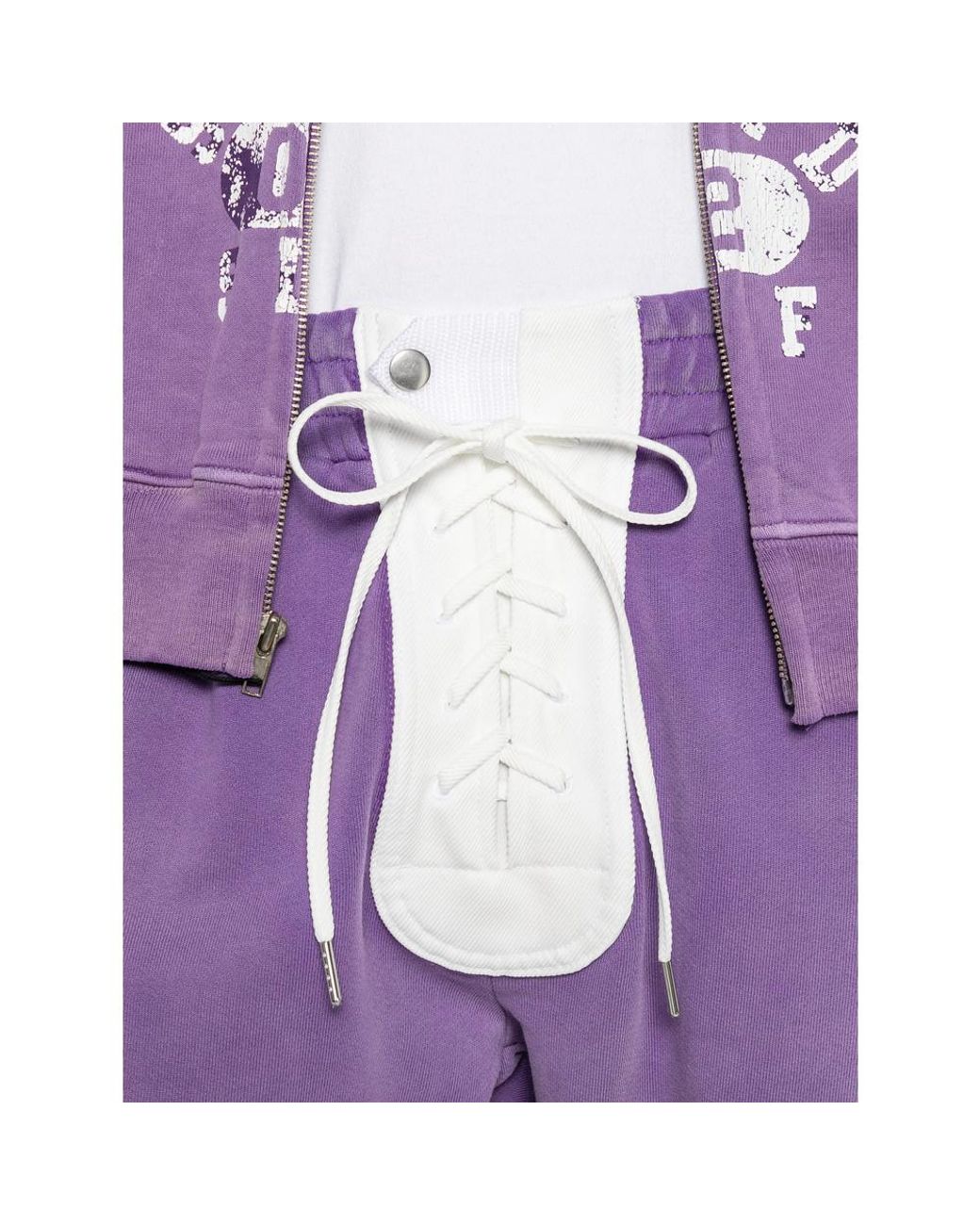 Secnd Slf Purple Lace-Up Star-Print Track Pants for men