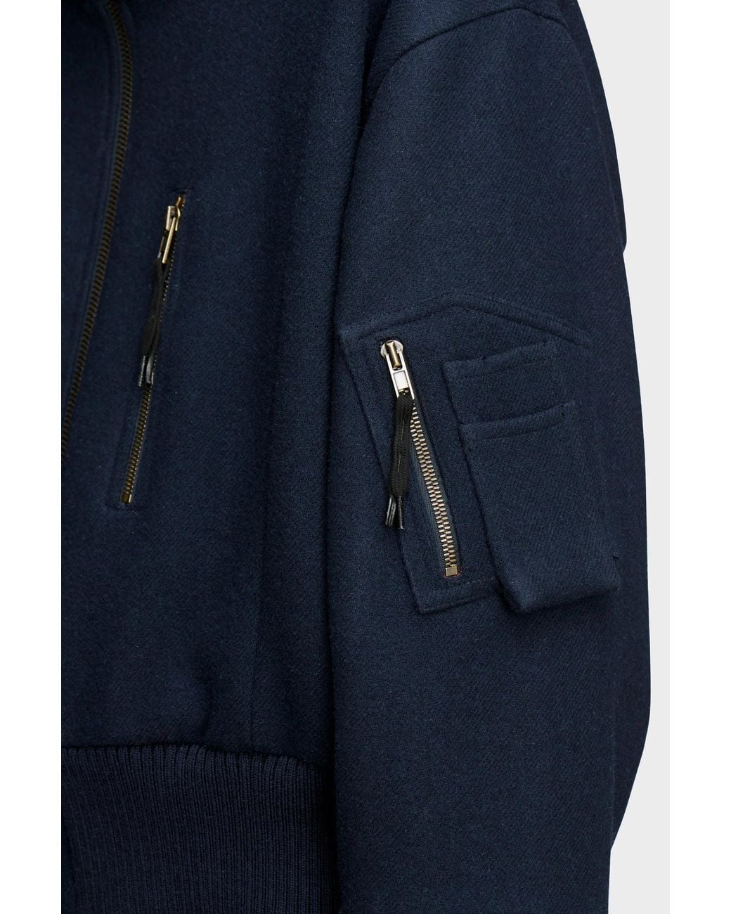 Maison Margiela Blue Maison Margiela Spliced Wool Bomber Jacket