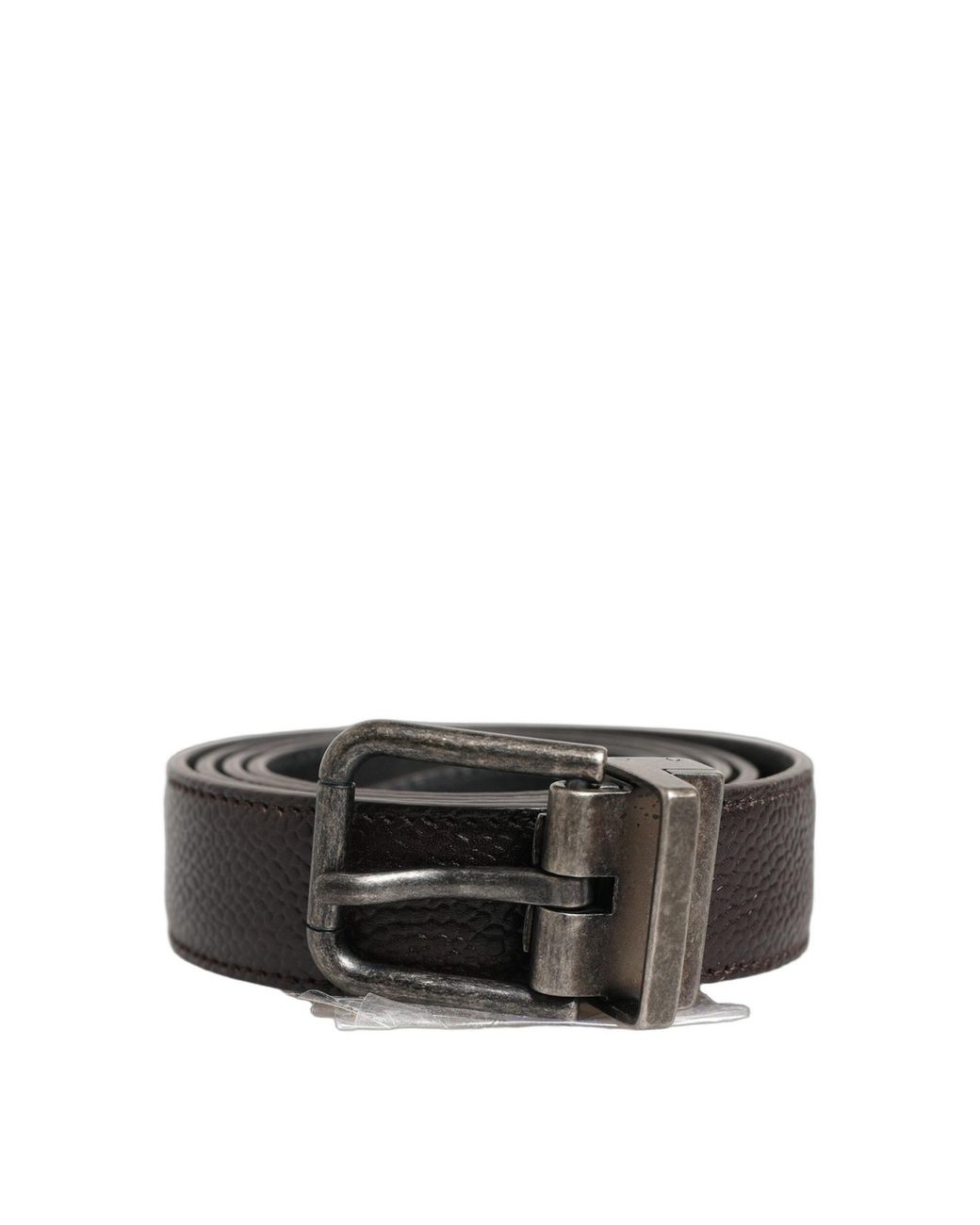 Dolce & Gabbana Black Calf Leather Vintage Style Buckle Belt for men