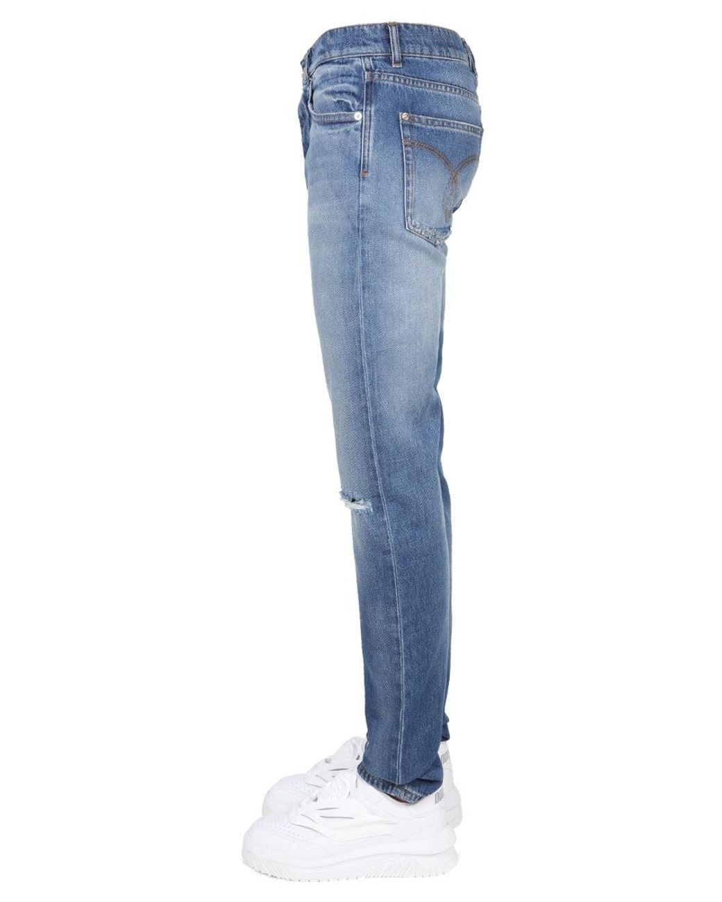 Versace Black Versace Logo Patch Jeans for men