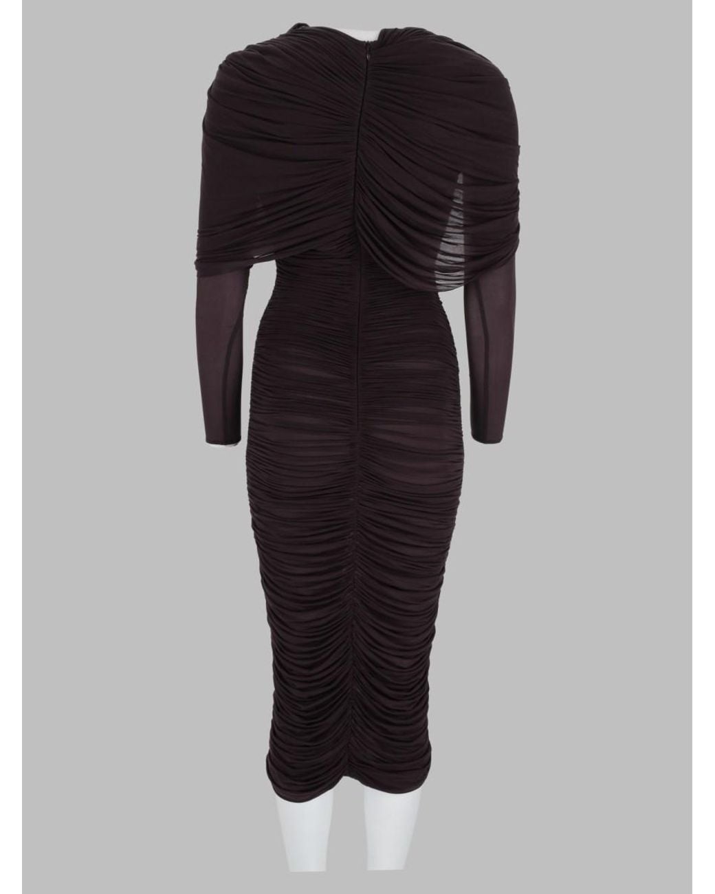 Magda Butrym Black Draped Dress With Cape Cupro