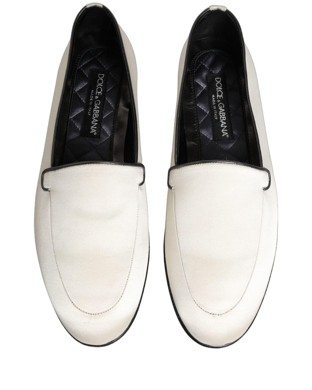 Dolce & Gabbana Black Satin Logo Slip On Flats Loafers Shoes Leather for men