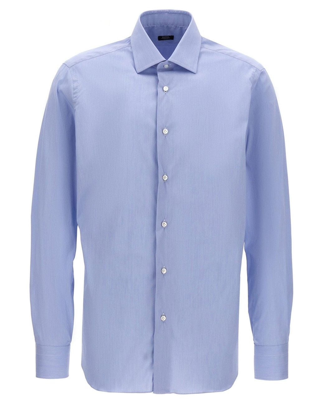 Barba Napoli Blue Stretch Cotton Poplin Shirt for men