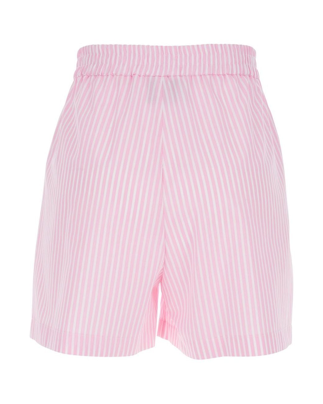 Le Plain Pink Striped Fabric Shorts For And Bermuda