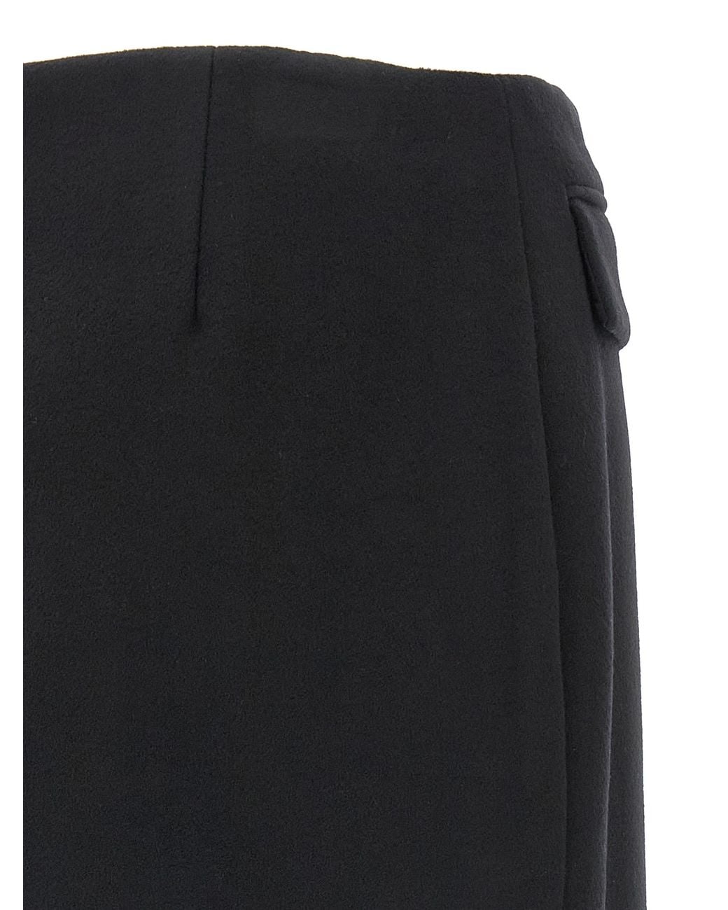 Ferragamo Black Virgin Wool Long Skirt