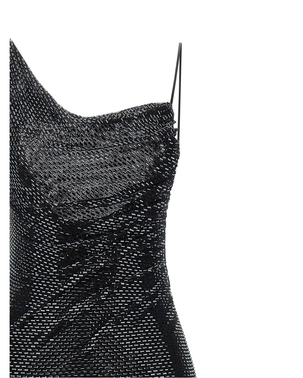 Self-Portrait Black Rhinestone-Embellished Tulle Dress