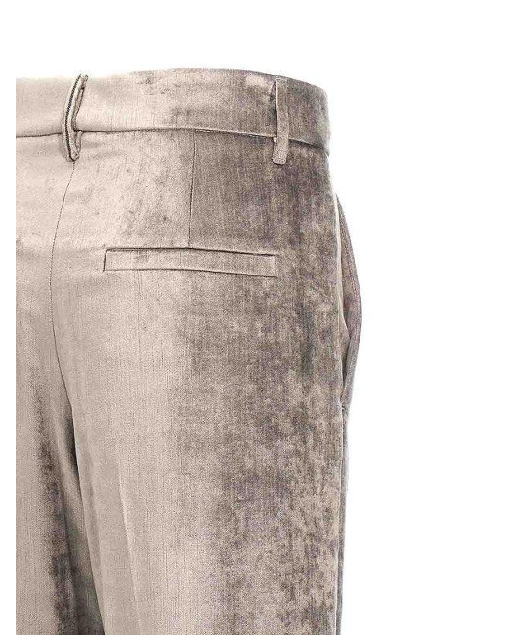 Brunello Cucinelli Natural Gray Cotton Casual Pants