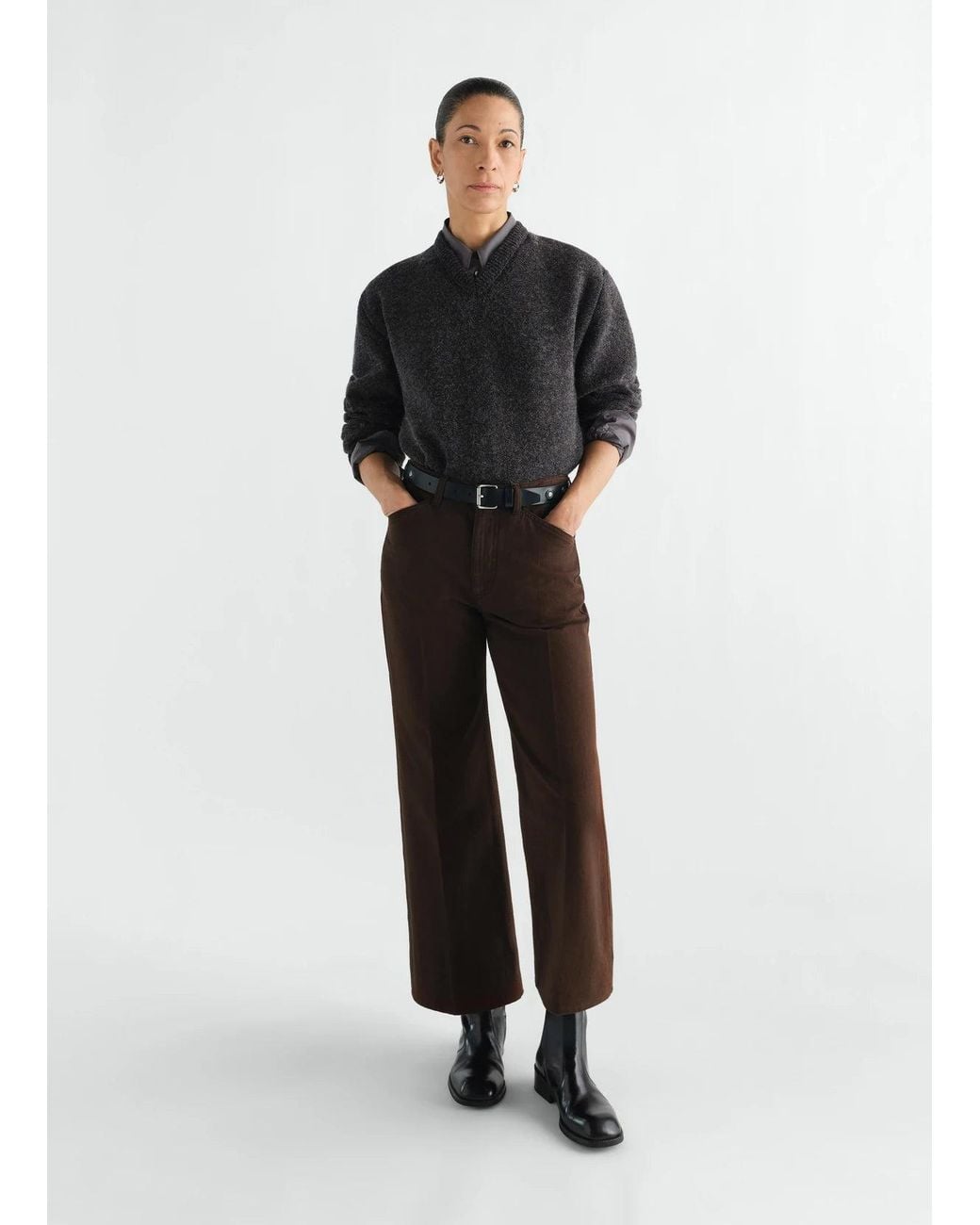 Lemaire Brown Pantalon 5 Poches Évasé Trousers