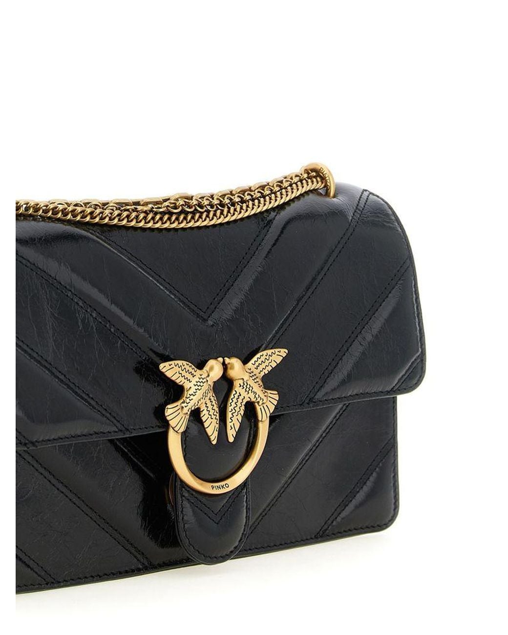 Pinko Black Shoulder Bag Calfskin Leather (Bos Taurus) Shoulder-Bags