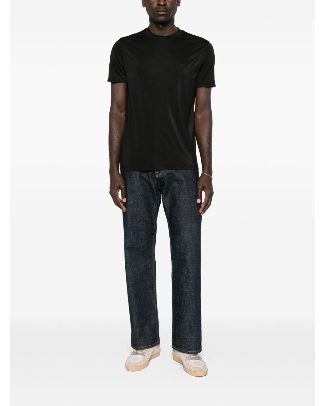 Emporio Armani Black Modal And Silk Blend T-Shirt