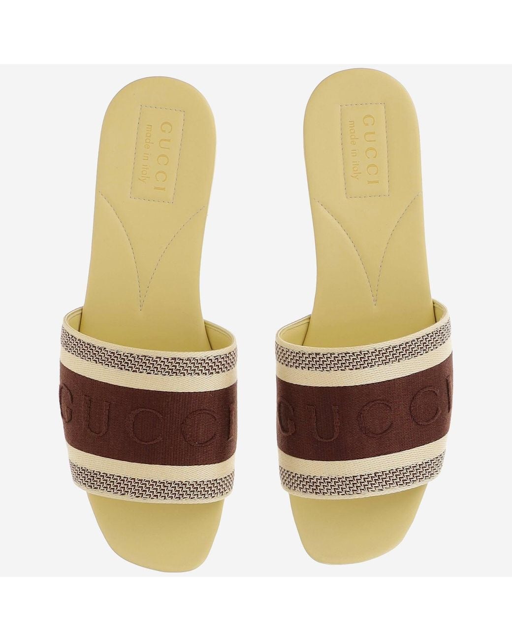 Gucci Brown Platform Sandals Gg Canvas Cotton