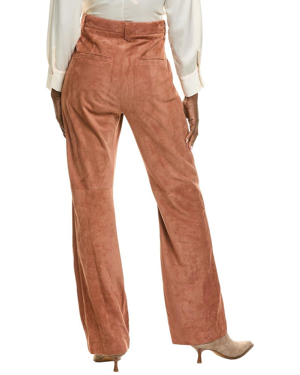 Brunello Cucinelli Brown Four-Pocket Leather Palazzo Pants