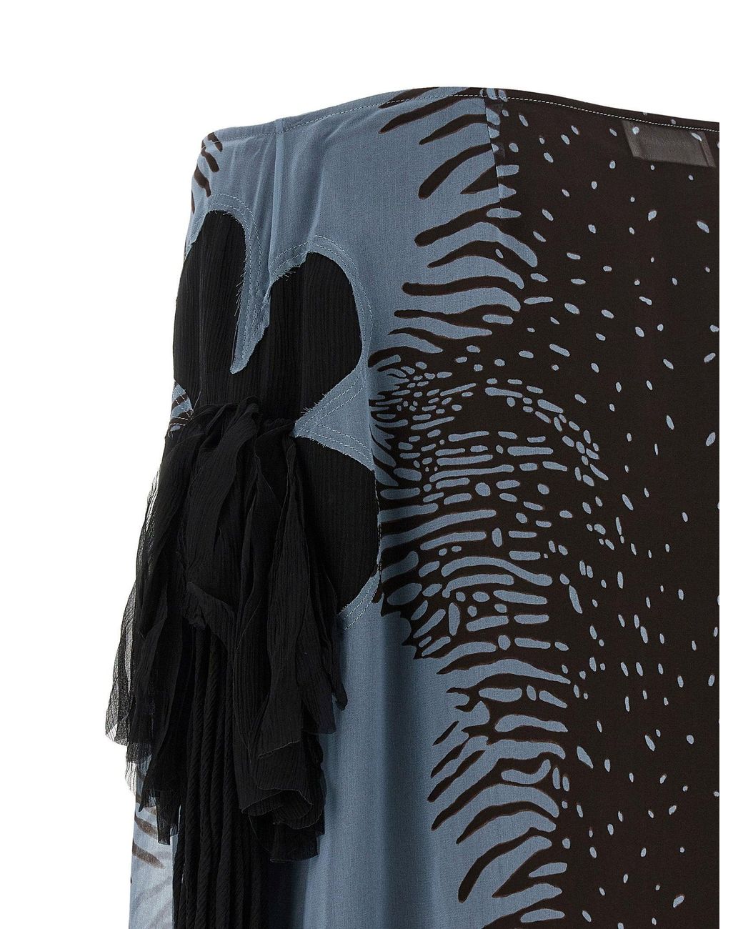 Ferragamo Black Animal Print Silk Georgette Skirt