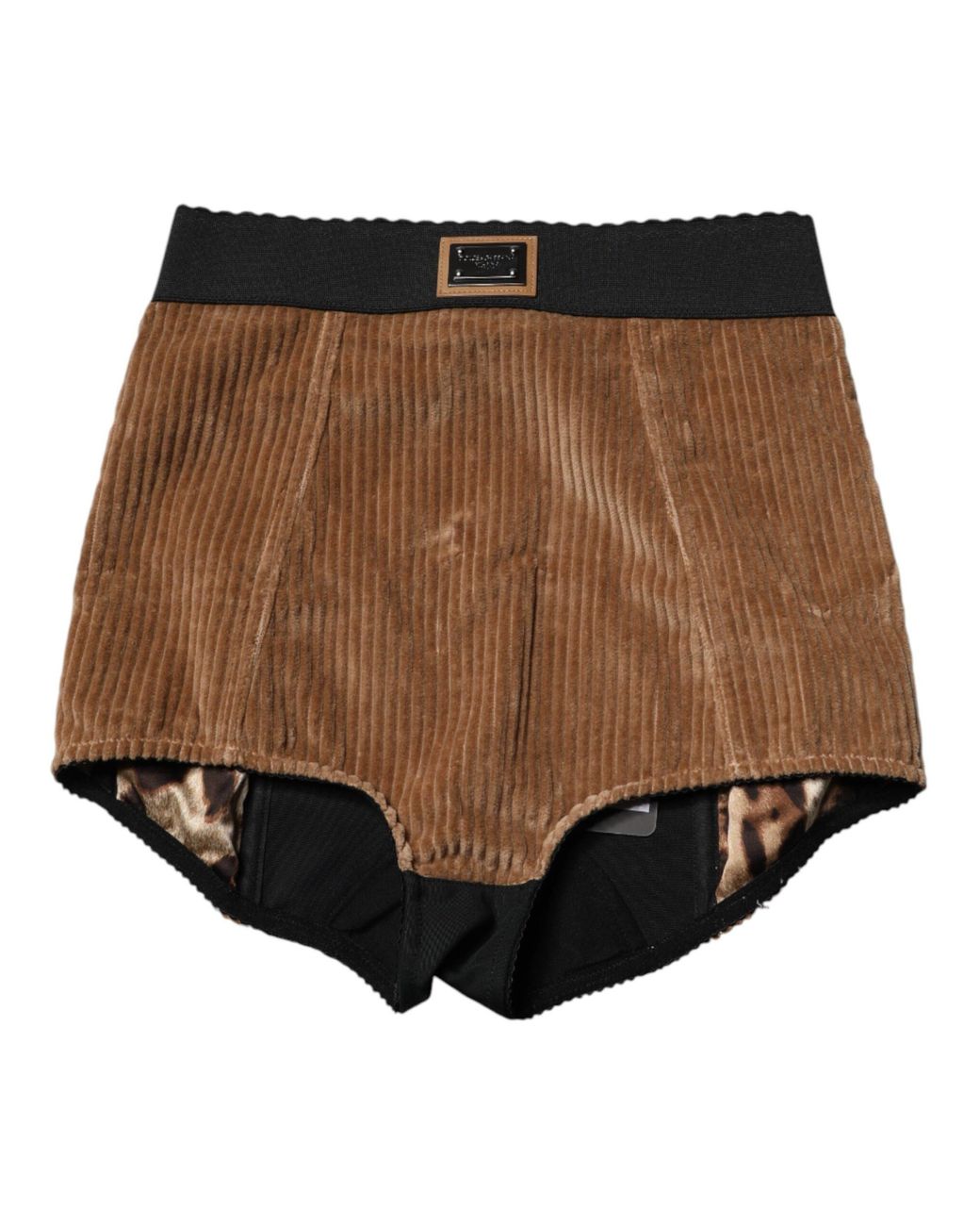 Dolce & Gabbana Brown Cotton High Waisted Hot Pants Shorts Cotton+Elastane+Polyamide