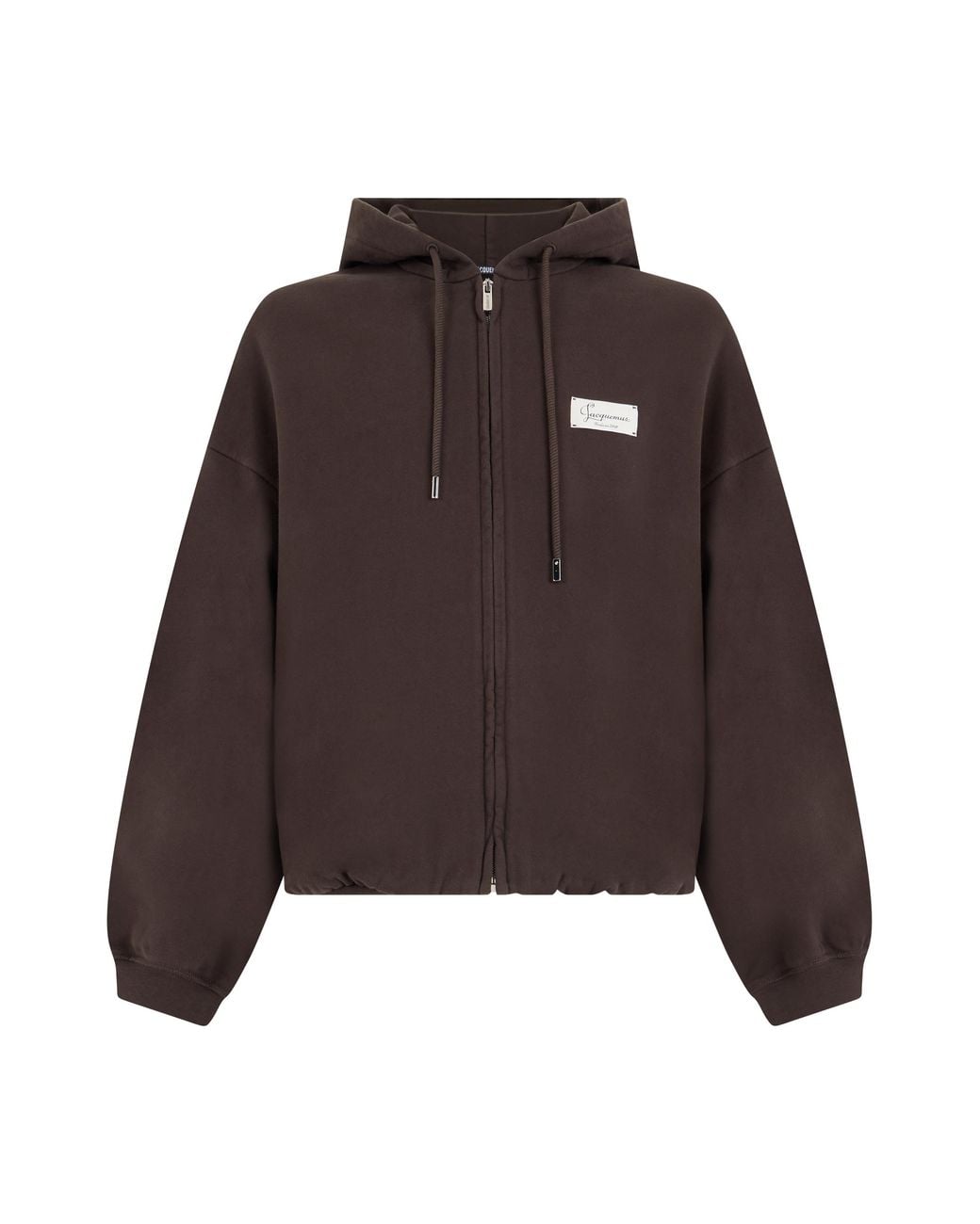 Jacquemus Brown Zip-Up Hoodie Cotton Top for men