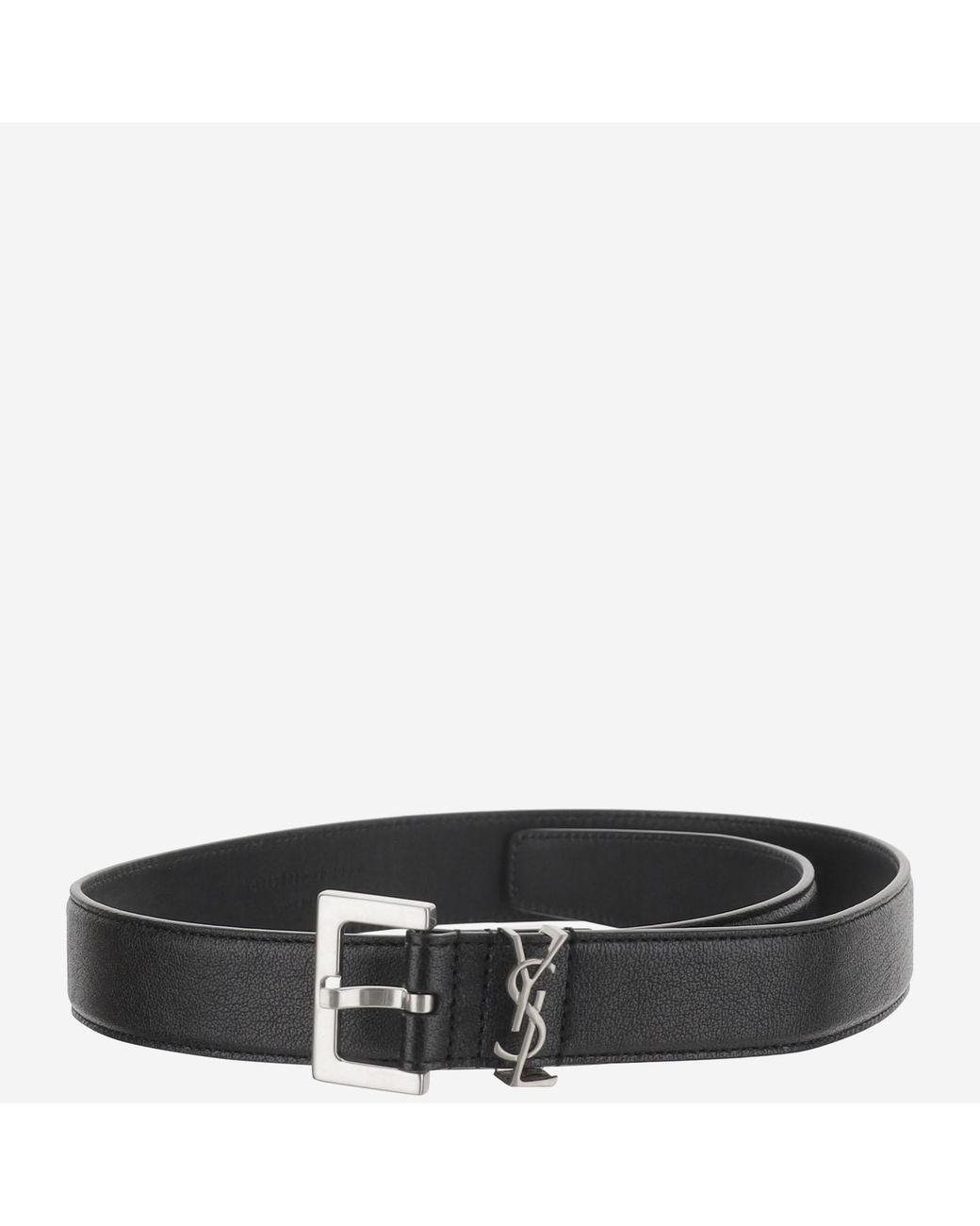 Saint Laurent Black Saint Laurent Cassandre Logo Plaque Belt for men