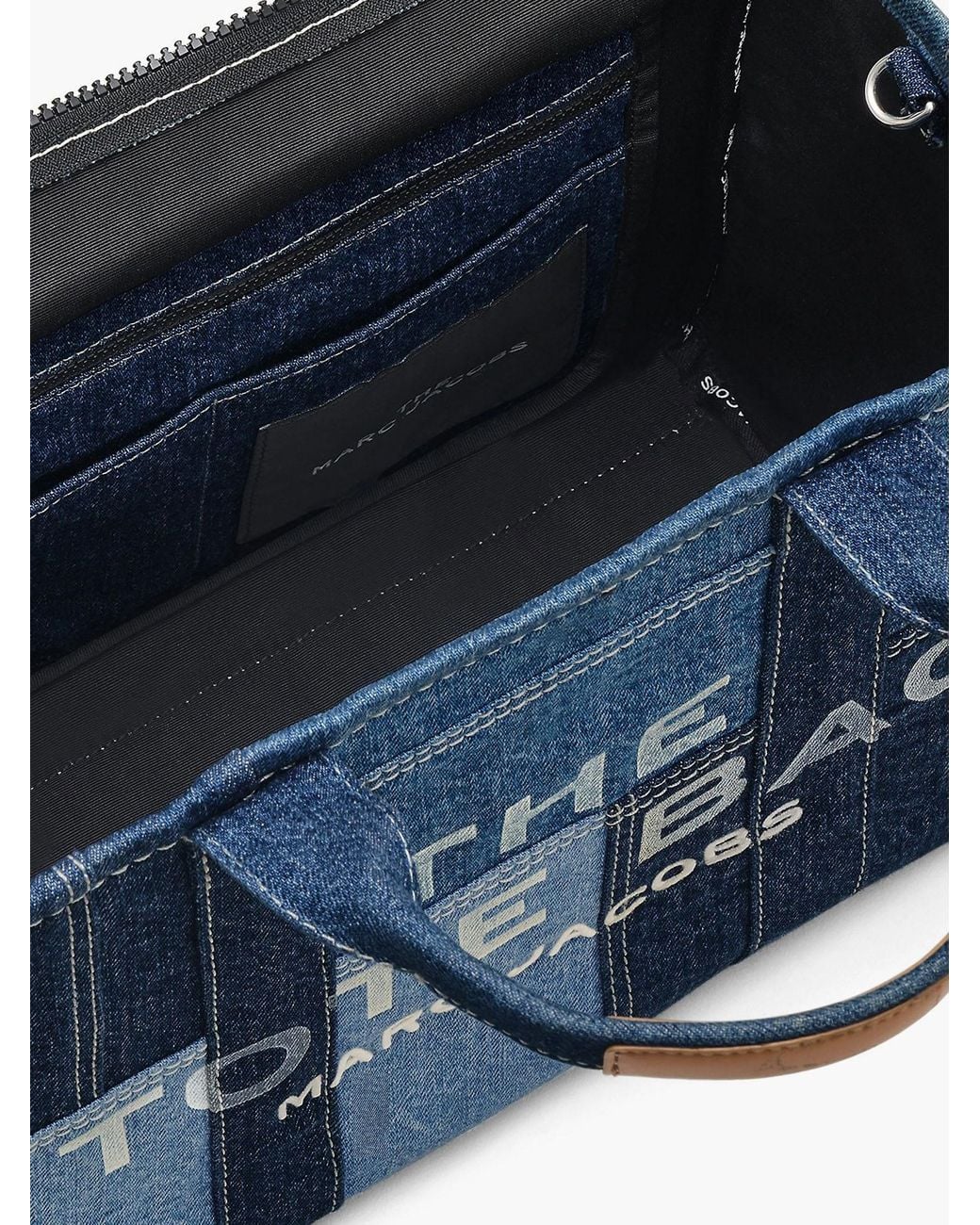 Marc Jacobs Blue The Denim Medium Handbag With Front Logo Print