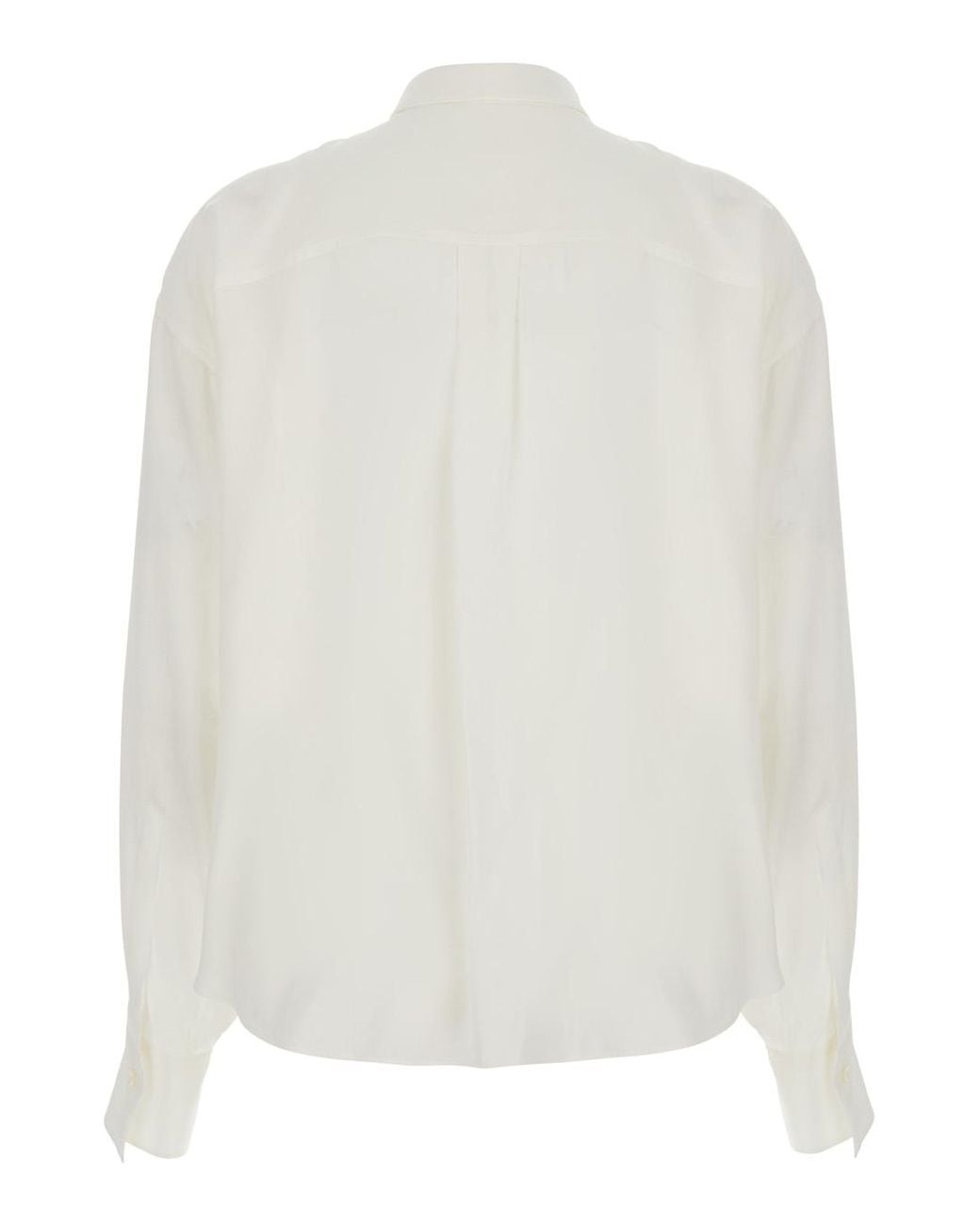 Brunello Cucinelli White Silk Blouse Shirt