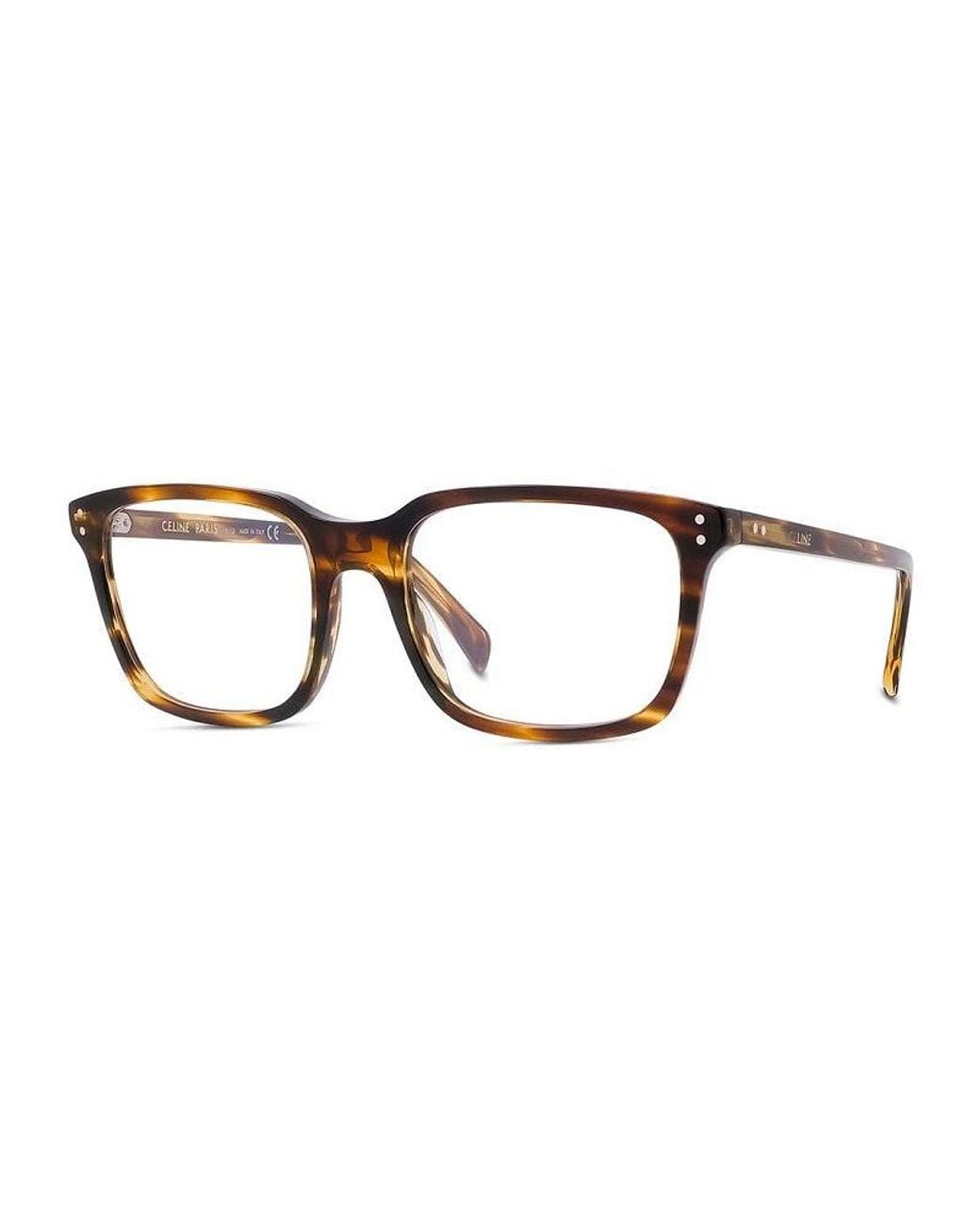 Céline Brown Eyeglasses Square Full Rim, Flamed Havana Frame And Clear Demo Lenses Lens Cl50081I056 for men