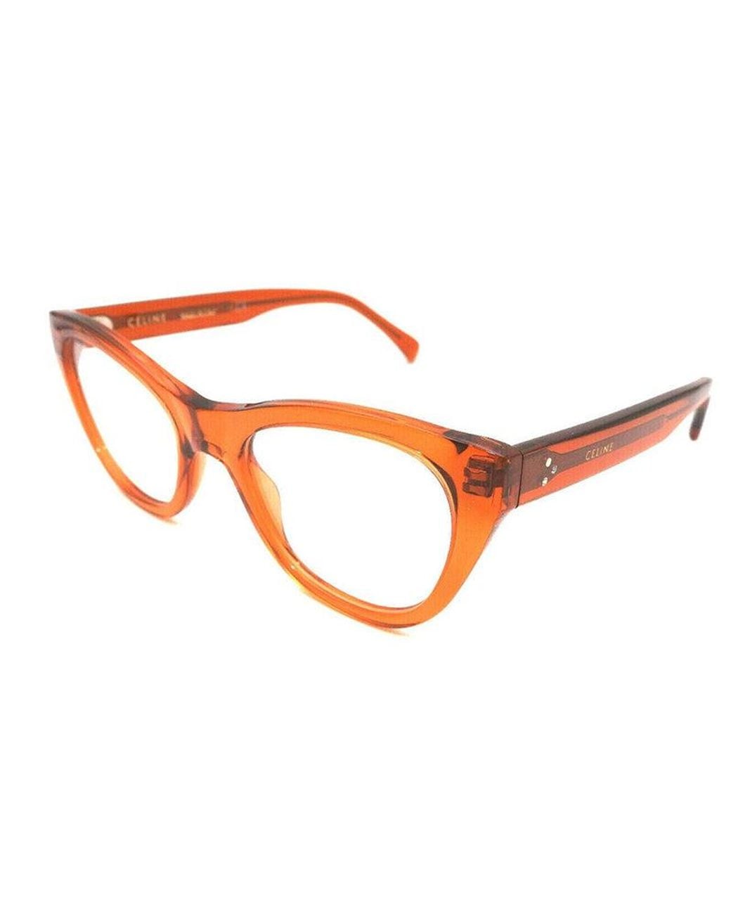 Céline Brown Eyeglasses Cat Eye Full Rim, Transparent Frame And Clear Demo Lenses Lens Cl50005I042
