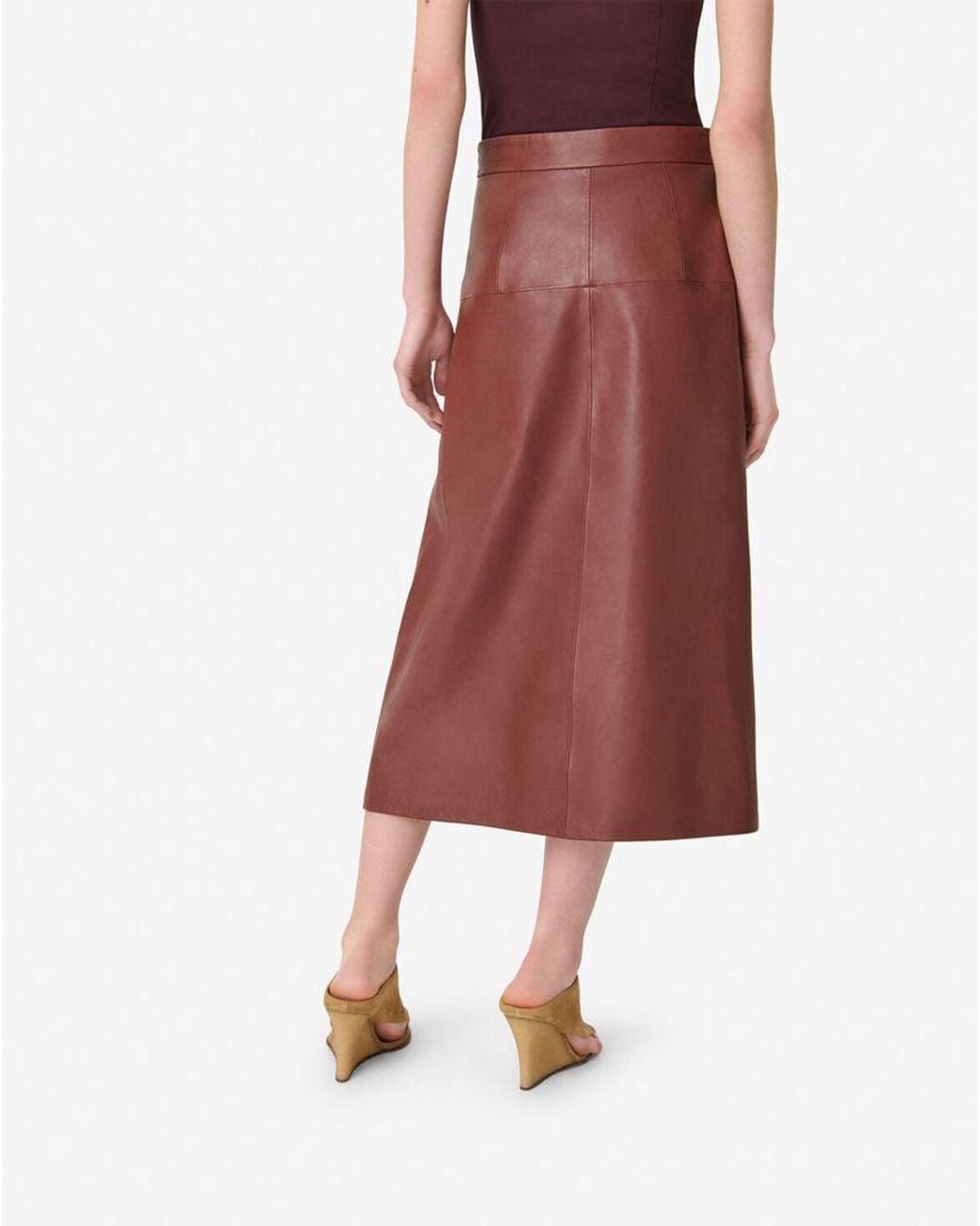 IRO Brown Iro Leather Button-Front A-Line Skirt
