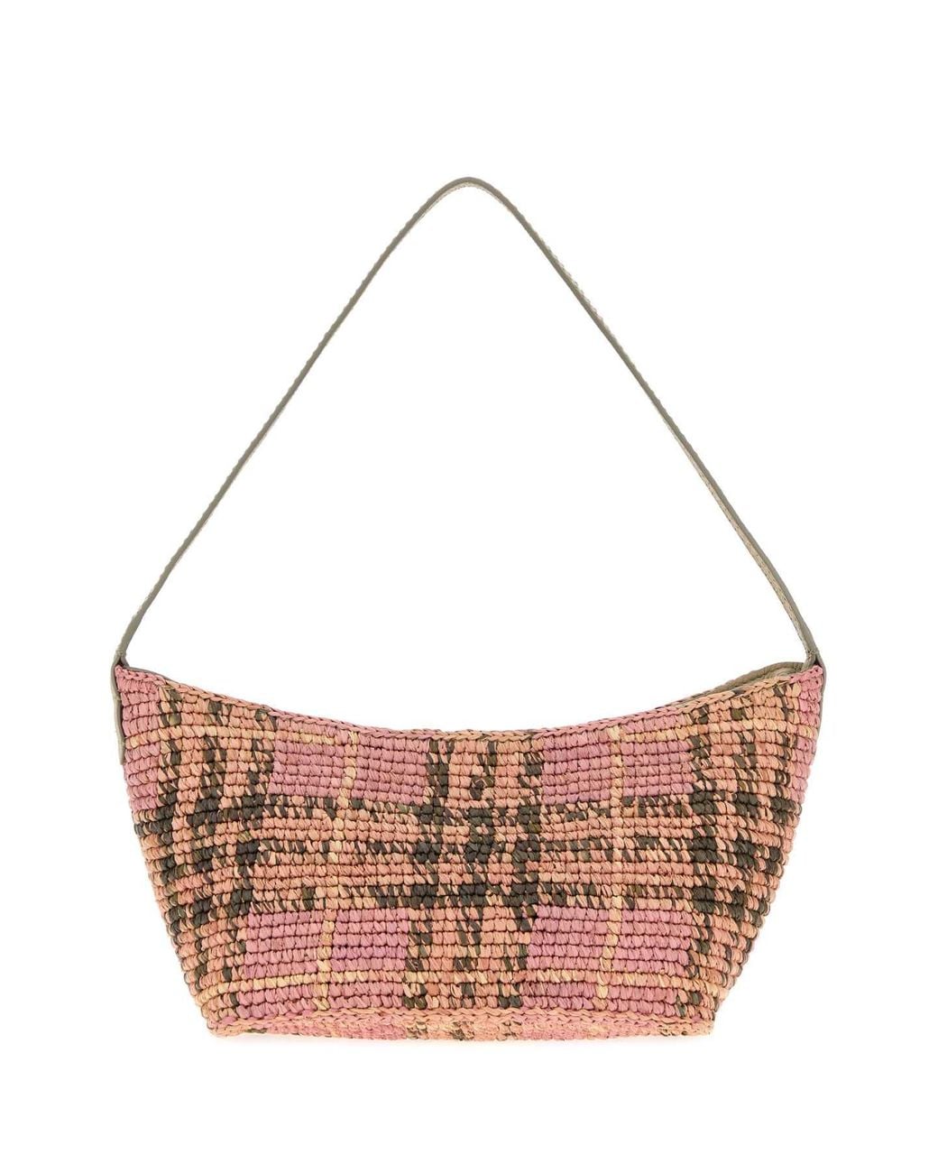 Burberry Pink Embroidered Raffia Mini Margate Shoulder Bag Borse A Mano