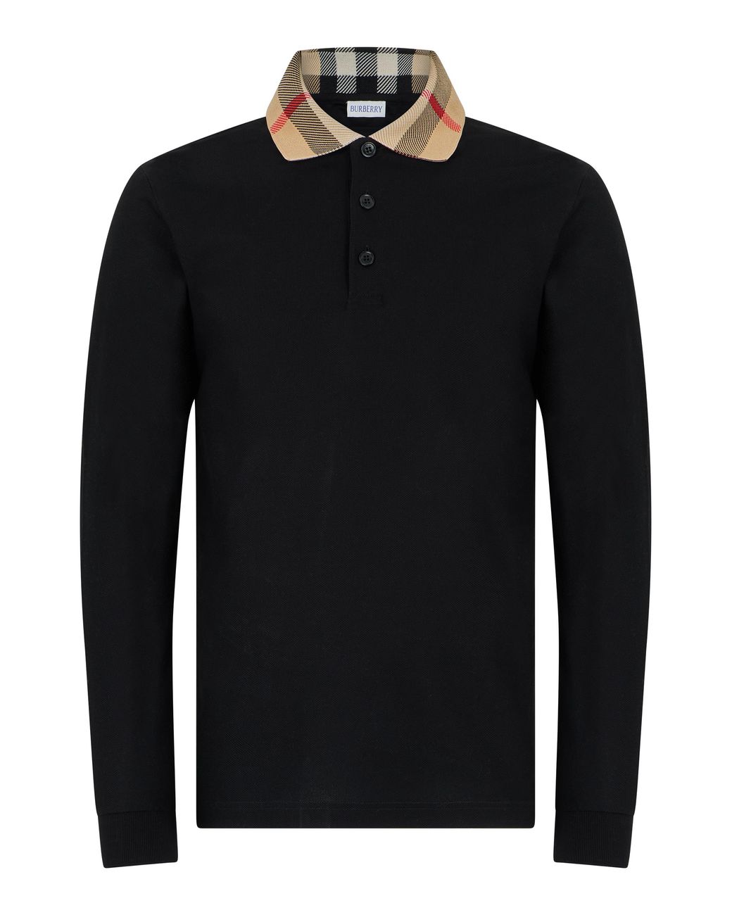 Burberry Black Long-Sleeve Cotton Polo Shirt for men