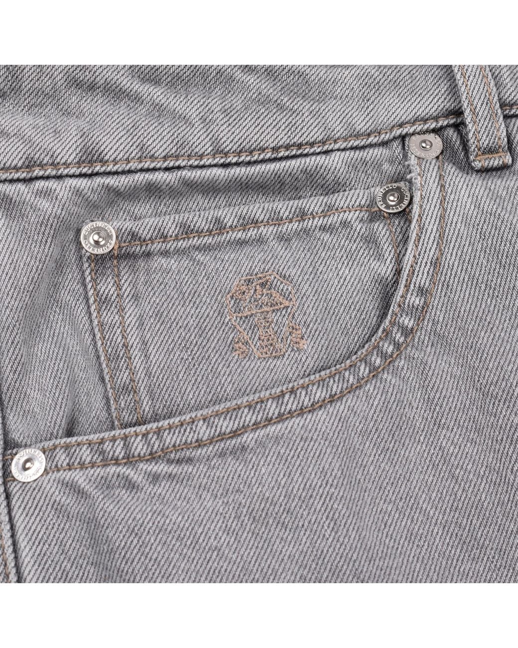 Brunello Cucinelli Gray Light Denim Trousers for men