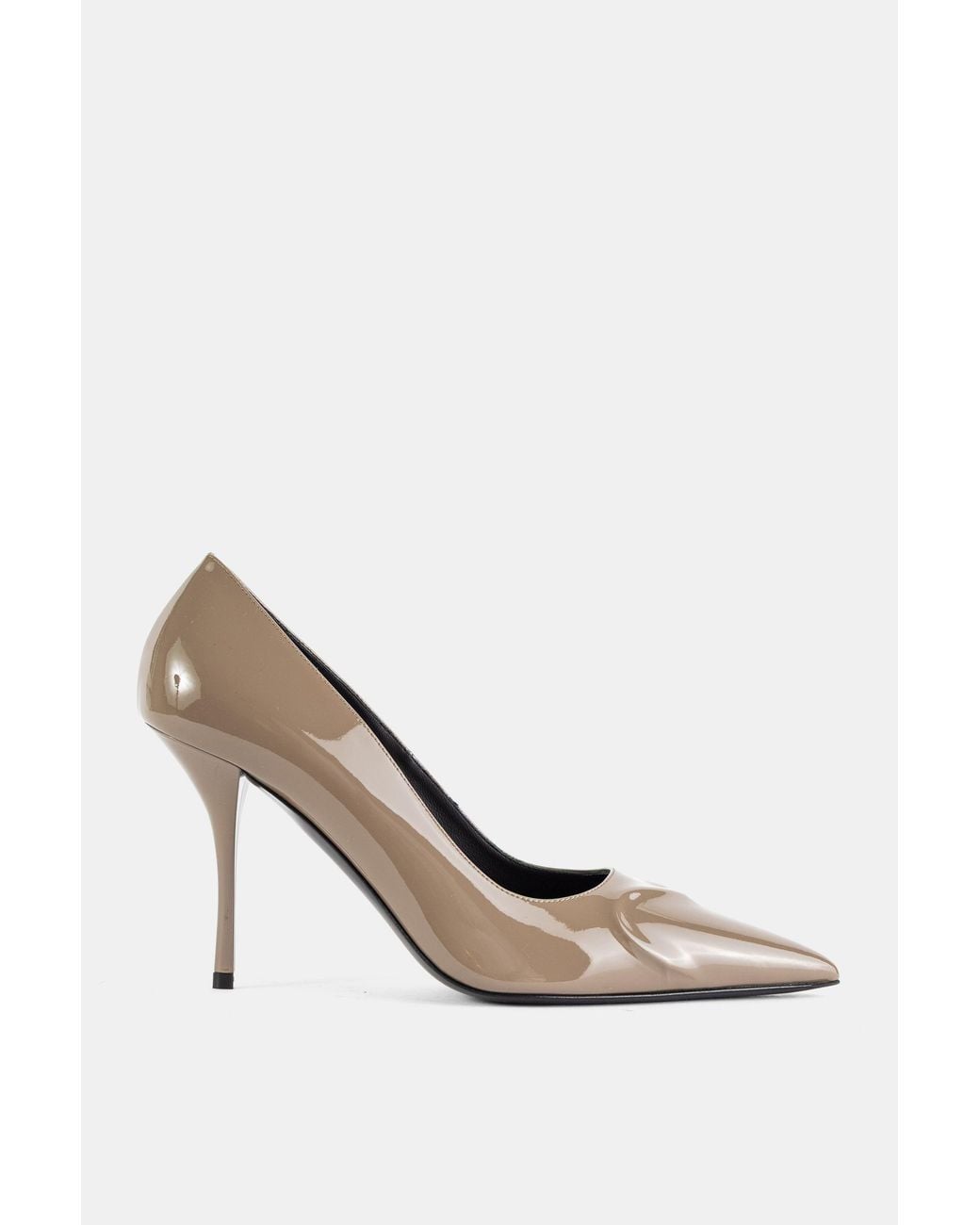 Maison AlaïA White Taupe 90Mm Patent Leather Pump With Heart Cut-Out Pumps