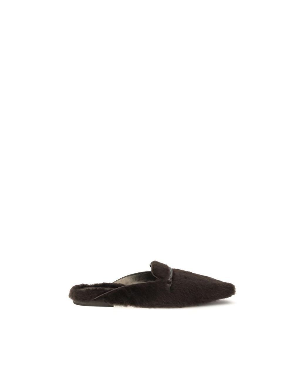 Brunello Cucinelli Black Fur Ballet Flats