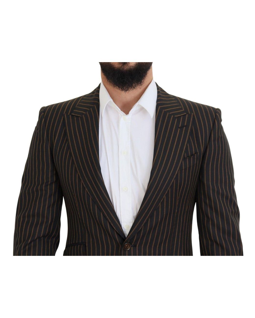 Dolce & Gabbana Black Striped Single Breasted Blazer for men