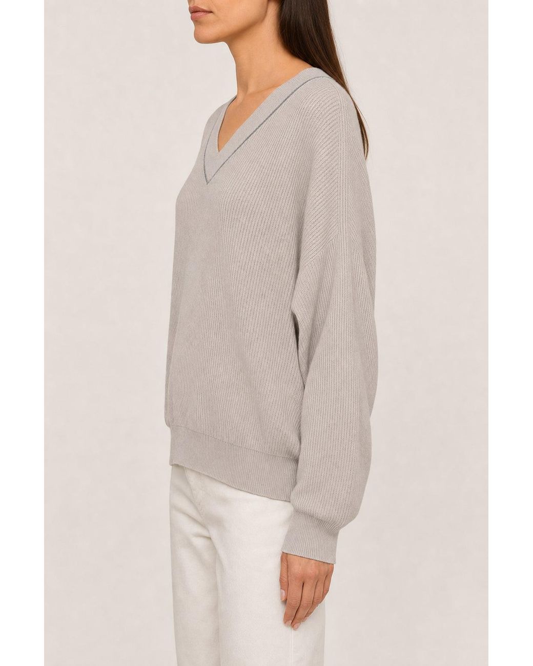 Brunello Cucinelli Gray Light Cotton Sweater