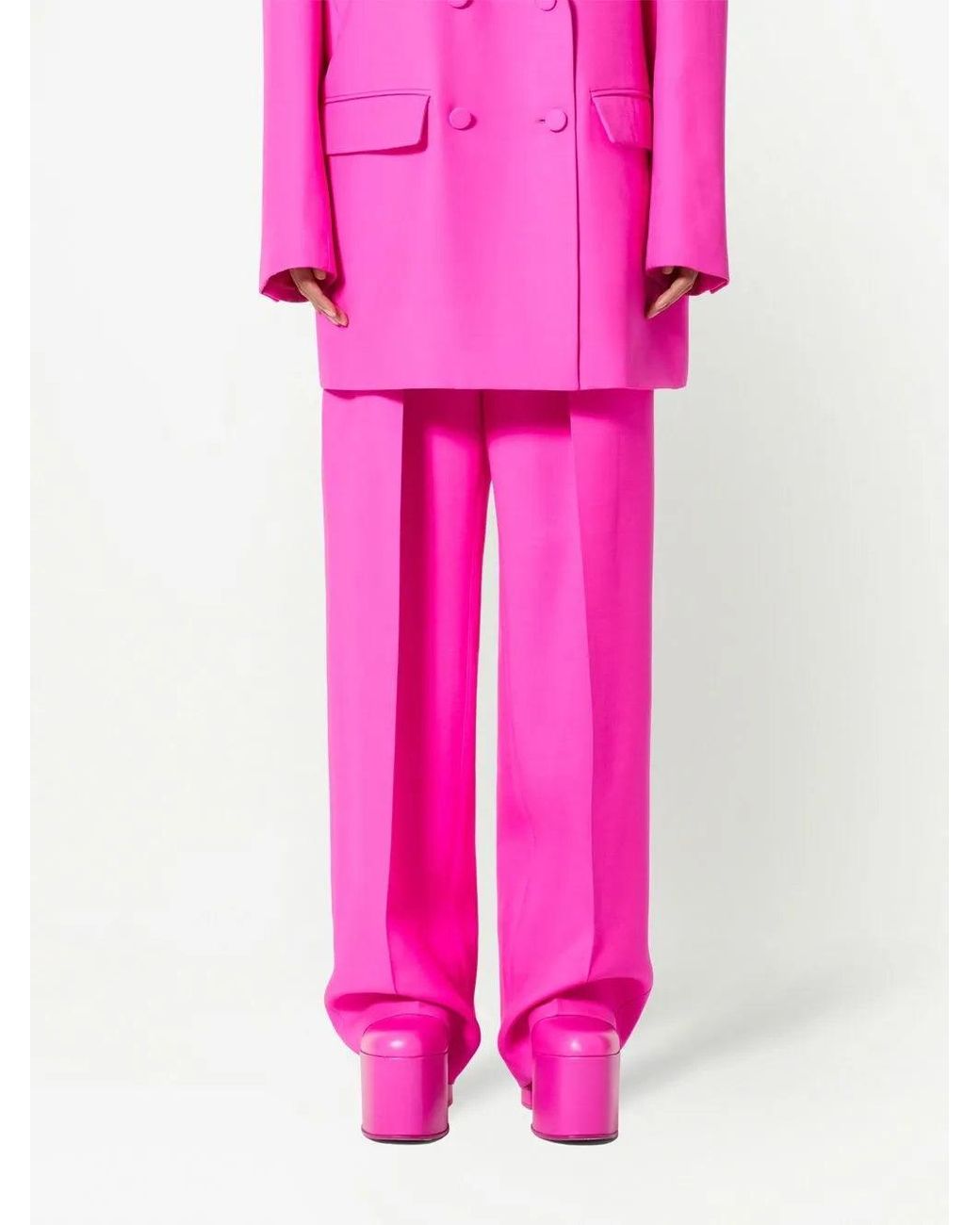 Valentino Pink Crepe Couture Wide-Leg Trousers