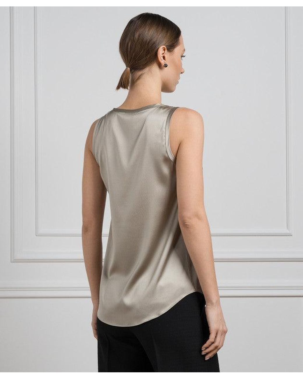 Brunello Cucinelli Gray Light Silk Sleeveless Shirt